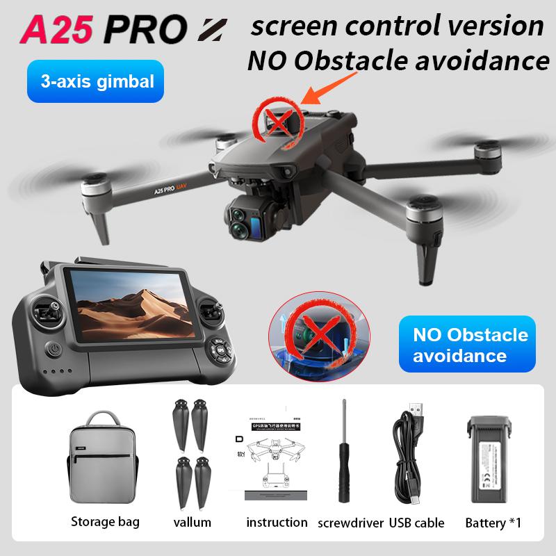 New A25 GPS Drone Professional 3-axis PTZ Aerial Photography HD 8K With Screen Remote Control 10KM Obstacle Avoidance FPV Dron