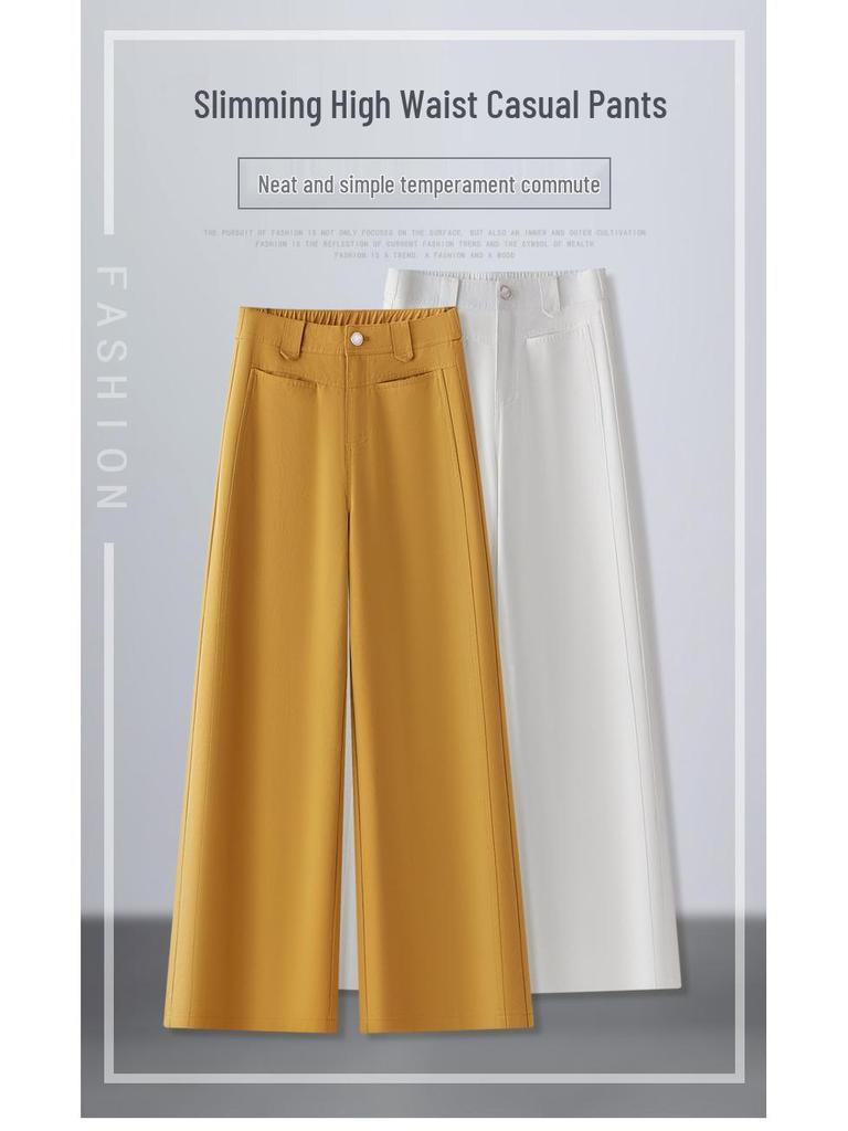 Women's Summer White High-Waist Wide-Leg Jeans: New Arrival Casual Washed Cotton Slim Fit Straight Leg Pants.
