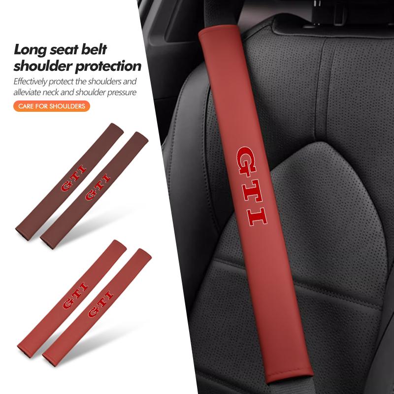For Volkswagen VW Long Car Seat Belt Shoulder Pad Leather Pressure Relief Cushion Golf 4 5 6 7 GTI Tiguan Passat B5 B6 B7 CCNI9