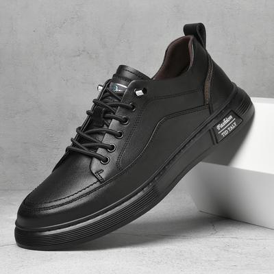 2025 Spring Autumn New Men's Genuine Leather Casual Shoes Thick Soled Simple White Shoes Versatile Men's Outdoor Sports Shoes