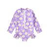 Kids Baby Girl Swimsuits Summer 2024 Floral Long Sleeve Zipper Ruffles Jumpsuit Swimwear Beachwear Bathing Suits