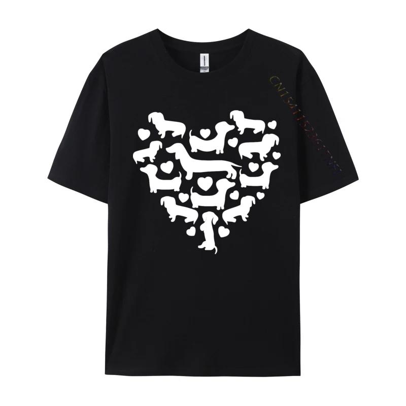 Leisure Tees Hip Hop Cotton Unisexs Top Tshirts Funny Dachshund Hearts Valentines Day Tshirt Black Shirt Graphic Tees