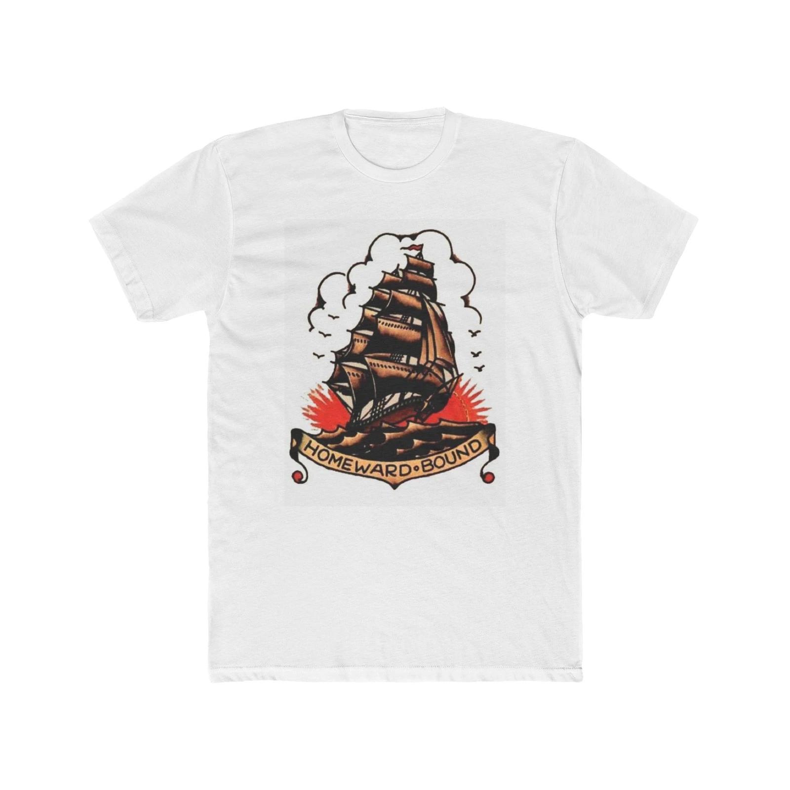 Men s and Women s T-shirts Sailor Jerry navy ship vintage tattoos retro Men s Cotton Crew Tee S