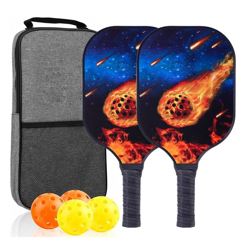 Glass Fiber Pickleball Paddle Set With 4 Balls Carry Bag Lightweight Durable Racket Beginners Recreational Players