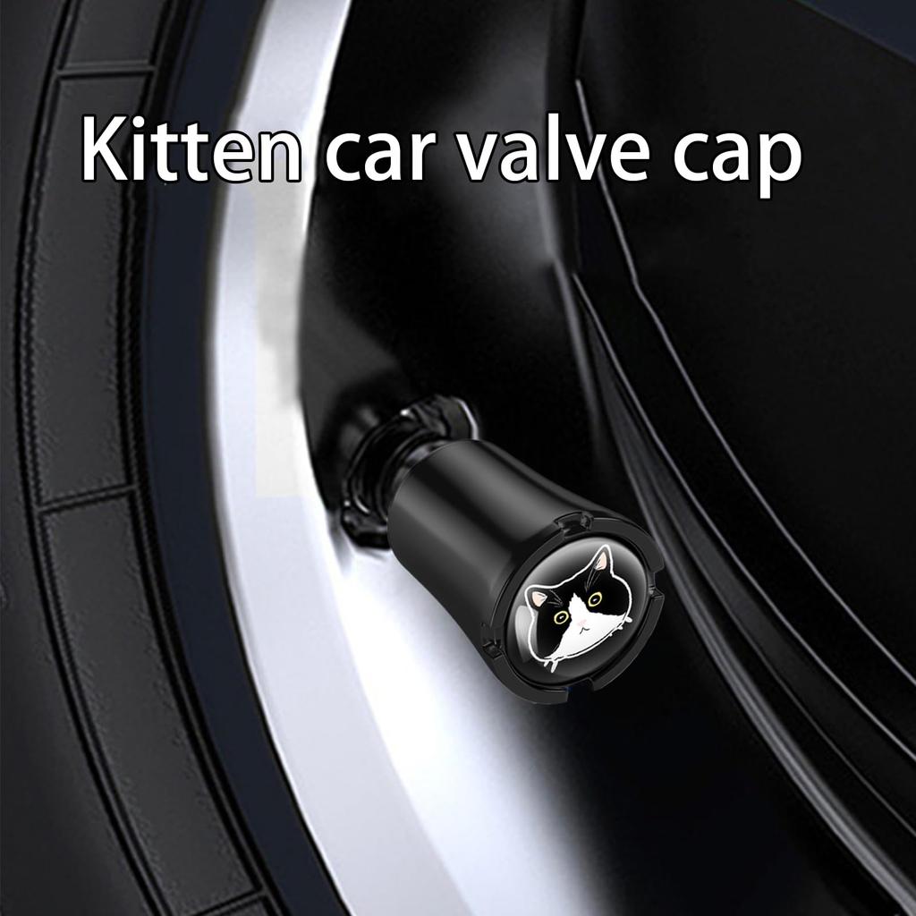 Air Valve Cap, Valve Cap, Cat Tires, Air Dress-Up, 4 PCS Set, Cat Design,