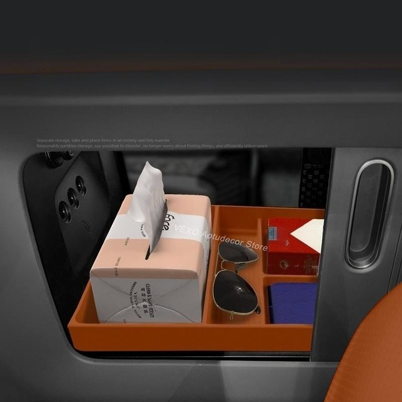 For Volkswagen ID.ERA 9X 2026 Silicone Center Console Lower Storage Box Divided Organizer Tray Electric Vehicle Stowing Tidying