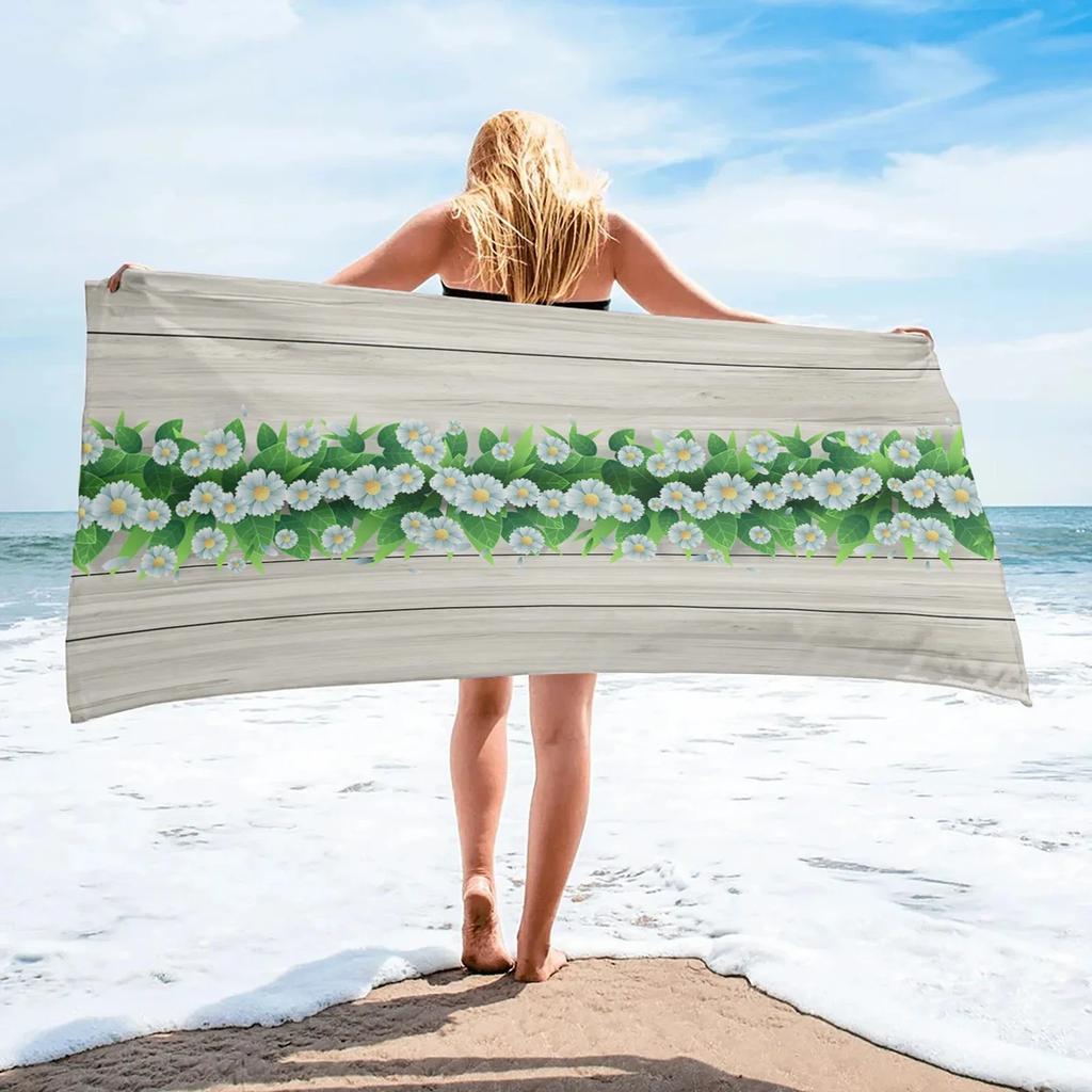 Floral Beach Towel Microfiber Quick Dry Botanical Flower Bath Towel Oversized Sand Free Travel Swim Towels Gift for Women Girl