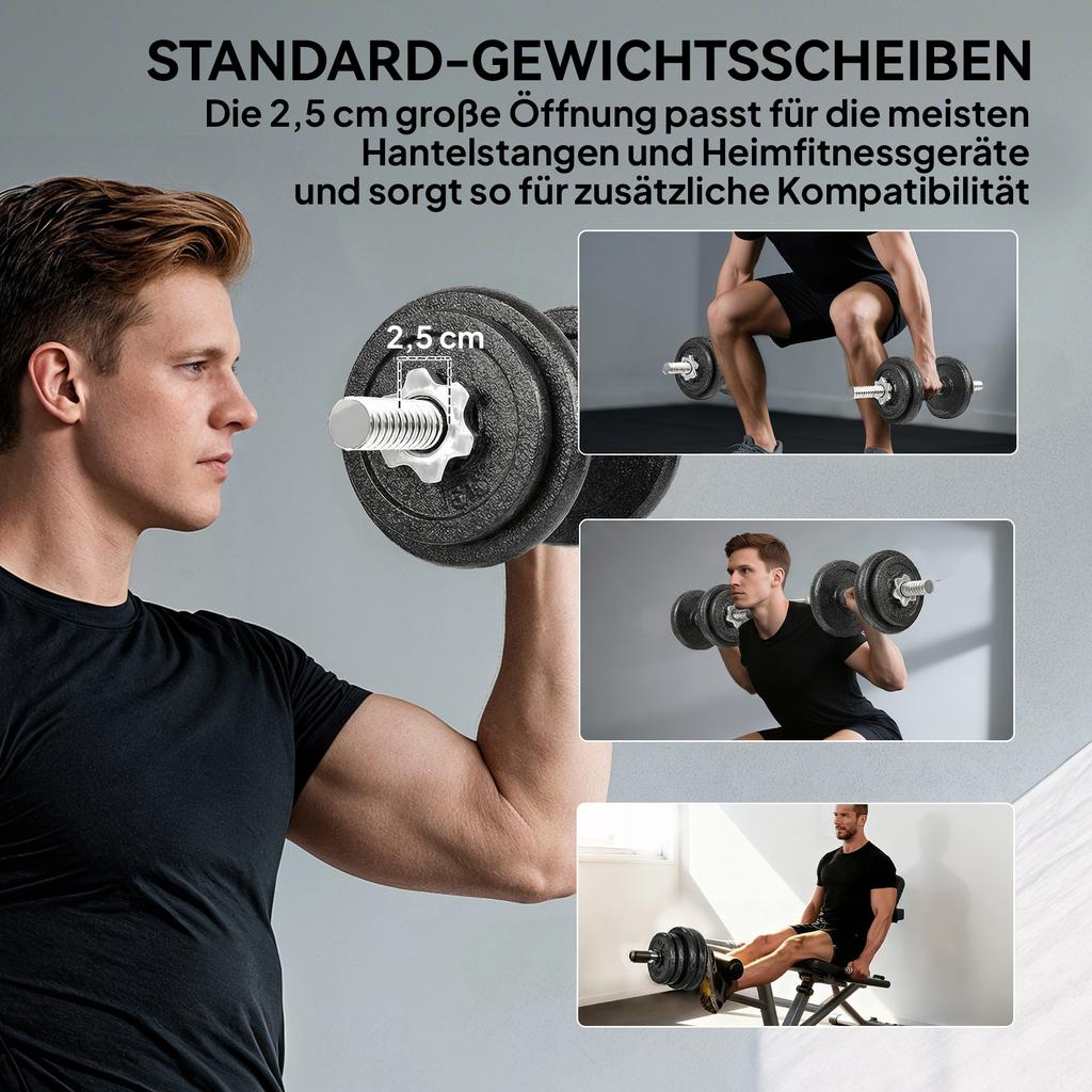 Dumbbell Set 2-in-1 Dumbbells Barbell Adjustable Up To 20 KG with Non-Slip Grip for Home Strength Training, Gray