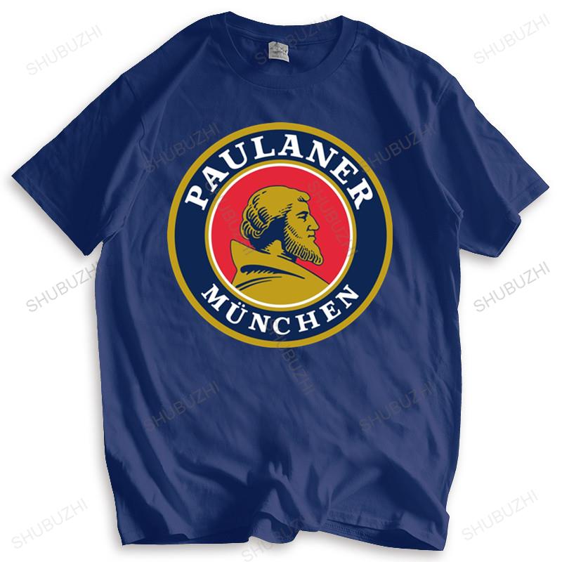 Mens luxury cotton Tees Paulaner Munchen German Beer Drink Alcohol T Shirt  Summer top gift Short Sleeve Outdoor Wear Shirt