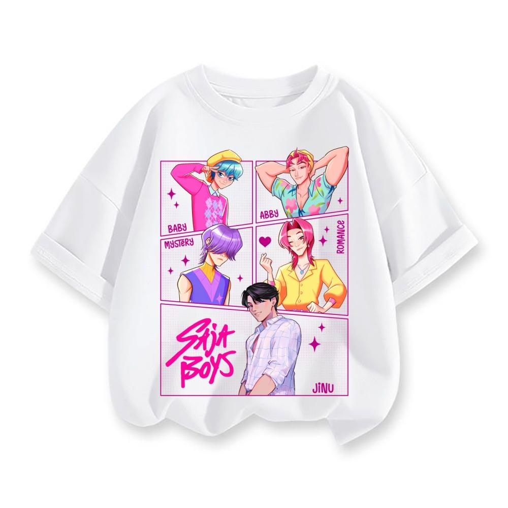 Kpop Demon Hunters Children's Clothing Short Sleeve T-shirt Cute Kpop Demon Hunters Tiger Harajuku Tshirt for Boys Girls