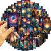 78 de bucăți autocolante cu doodle de tarot, din PVC, impermeabile, rezistente la decolorare, autocolante pentru bagaje pentru laptop, autocolante de culori strălucitoare, pentru cărți de tarot