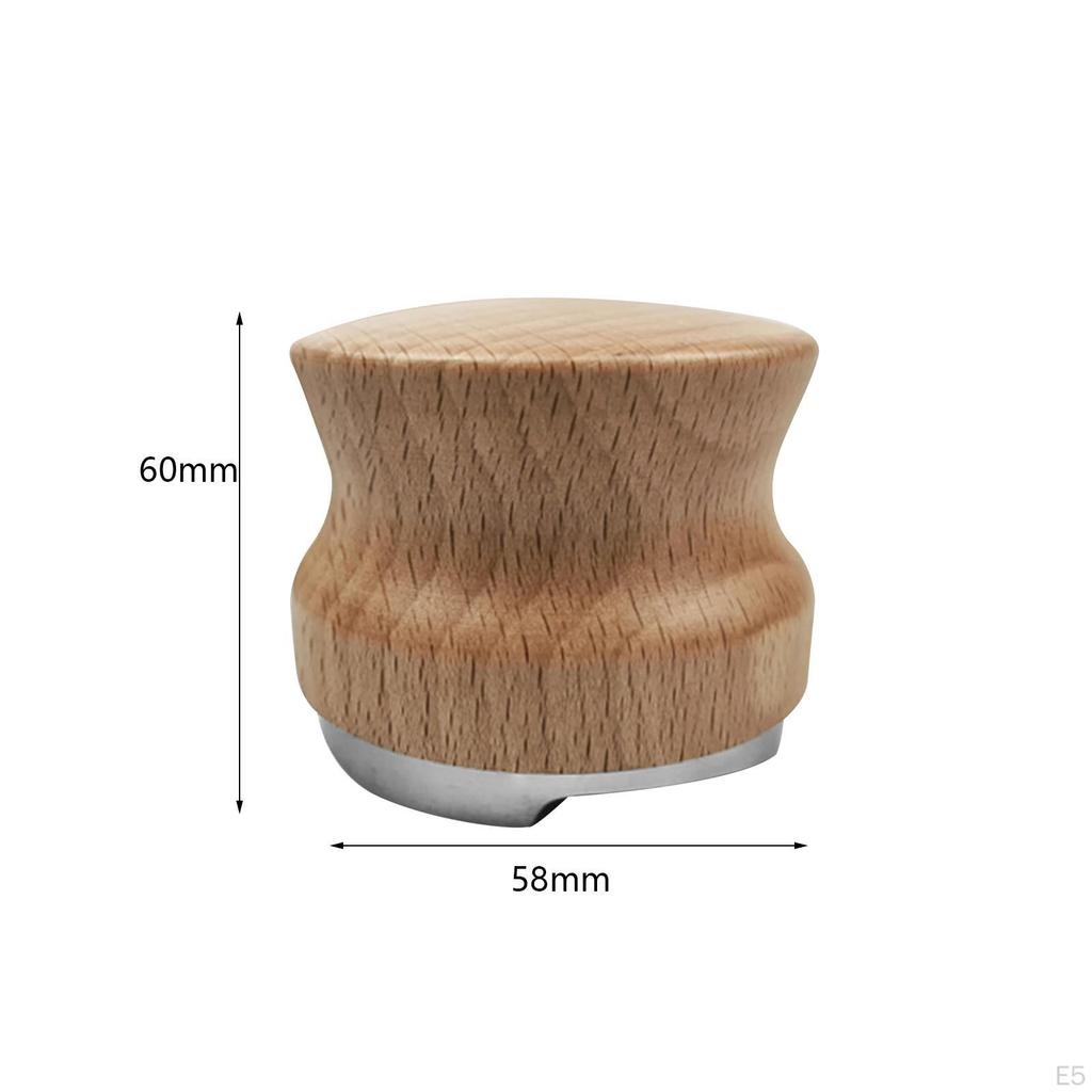 Dispenser Hand Tamper Wooden Handle, 304 Stainless Steel Professional Coffee Espresso