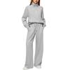 2025Women Coat Pants Set Stand Collar Long Sleeve Zip-up Elastic Cuff Jacket Drawstring Stretchy High Waist Wide Leg Trousers Sport Tracksuit