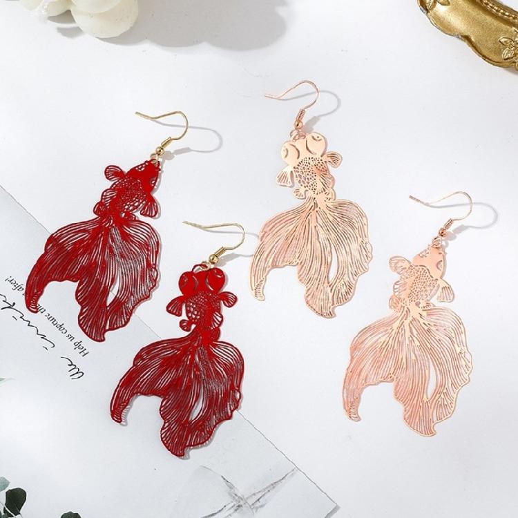 Trendy Fish shaped Earrings Fashionable Hollow Fish Ear Pendant for Parties Date