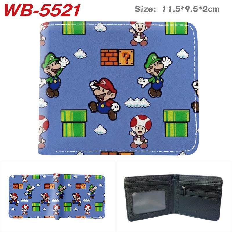 Super Mario Cartoon Full-Color Print Bi-Fold Wallet Anime Student Unisex Short Purse
