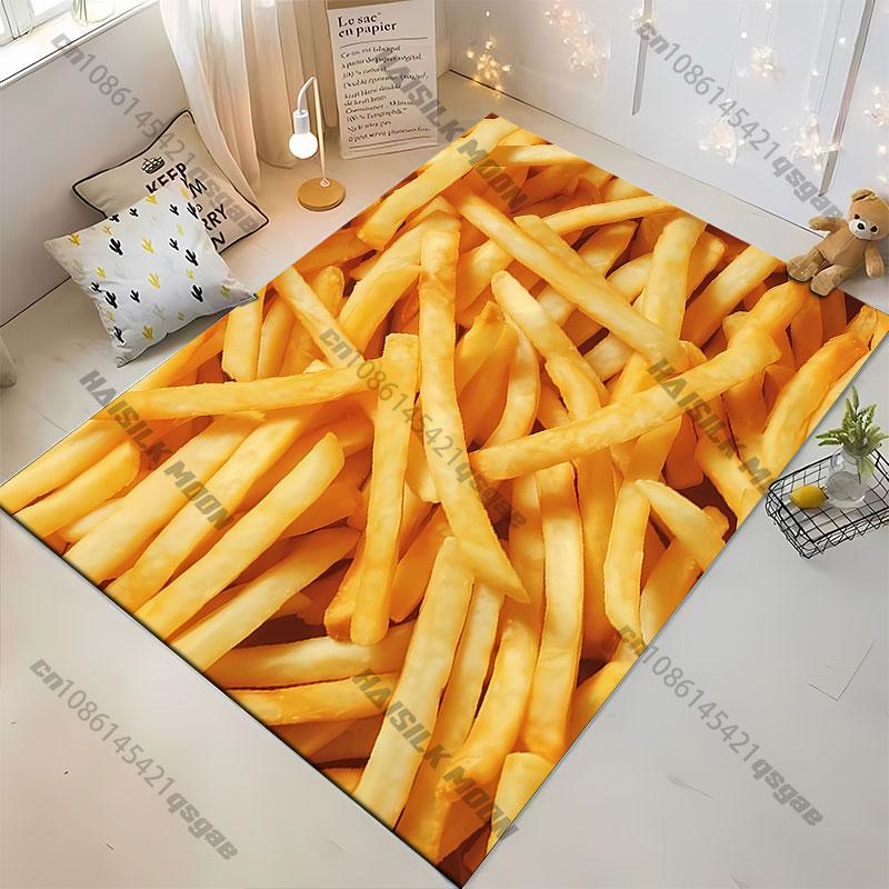 Golden Crispy French Fries Carpet Yoga Living Room Room Decor Children's Crawling Mat Doormat Area Rug Games Mat