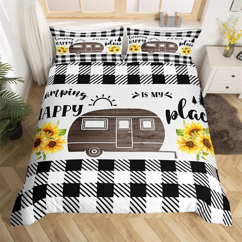 Camping Duvet Cover Galaxy Comforter Cover Microfiber Farmhouse Style Bedding Set King For Boys Girl Camper Lovers Birthday Gift