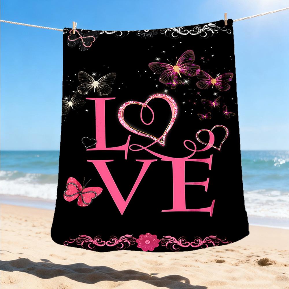 

1pc Butterfly Love Outdoor Flannel Blanket Soft All Season Polyester Throw , Perfect for Picnics & Travel , Picnic Accessory 80x120cm