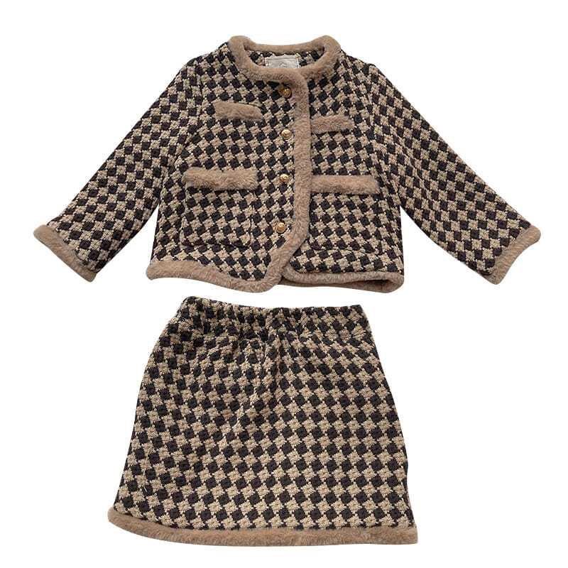 Girls' Autumn & Winter Korean-Style Fleece-Lined Set: Trendy, Thickened, Fashionable Winter Outfit for Kids
