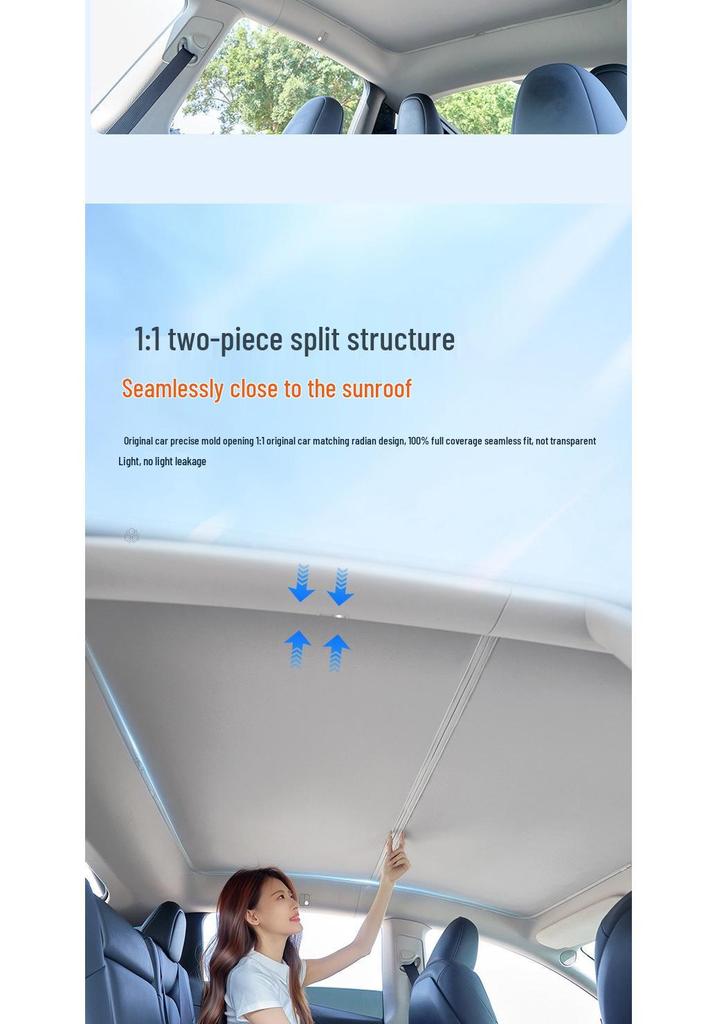 Enhanced Graphene Sunroof Sunshade for Tesla Model 3/Y - Cooling Sun Protection (New Version)