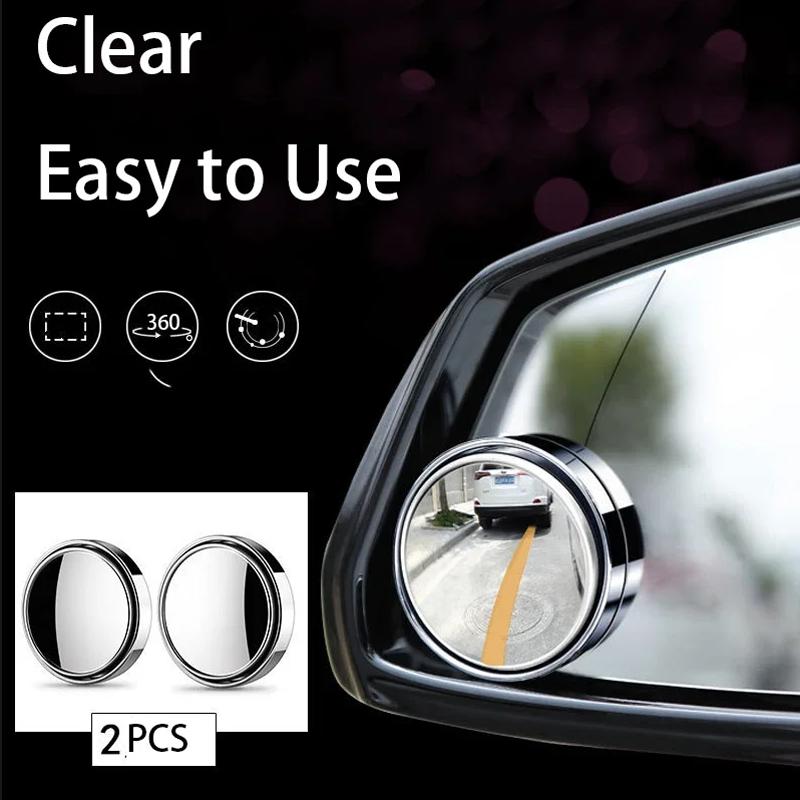 2Pcs car rearview mirror suction cup type car small round mirror adjustable large field of view blind spot mirror