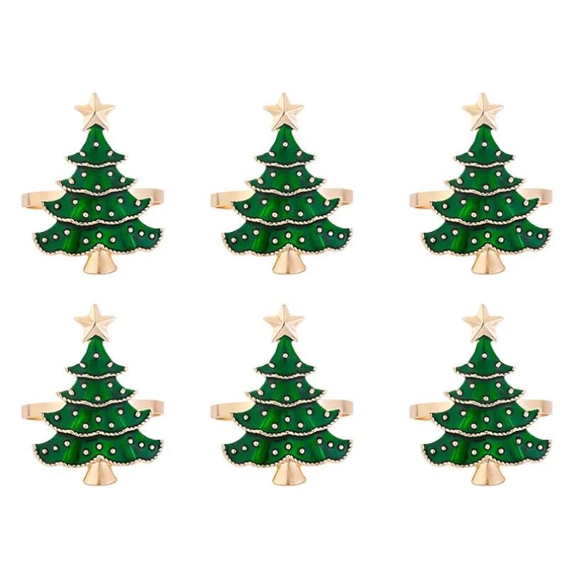 1/3/6Pcs Christmas Napkin Rings Xmas Tree Ornaments 2025 Christmas Home Kitchen Dinner Table Decoration New Year Party Supplies