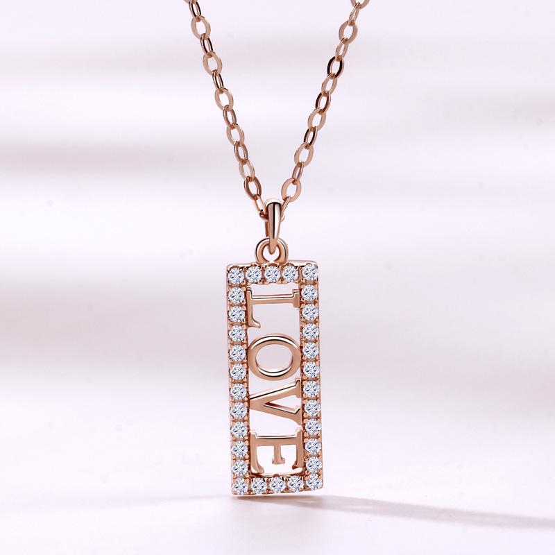 925 Sterling Silver LOVE Letter Clavicle Chain Necklace for Women - Simple, Elegant, Light Luxury Design 925 Silver