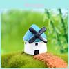 Charming Black Windmill Castle Resin Figurine Adorable Miniature Decor For Succulents
