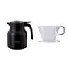 Cafe Link Coffee Server, 850mL, and Dripper Set for 2-4 Cups, Tabletop, Insulated, and Thermos-Compatible, Trapezoidal Design, Direct Drip, Blac