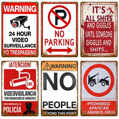 Bar Aviso CCTV Placas de Lata Placa de Metal Vintage Cartaz Decoração de Parede Arte para Garagem Café Placa Aviso Câmera de Segurança 24 Horas