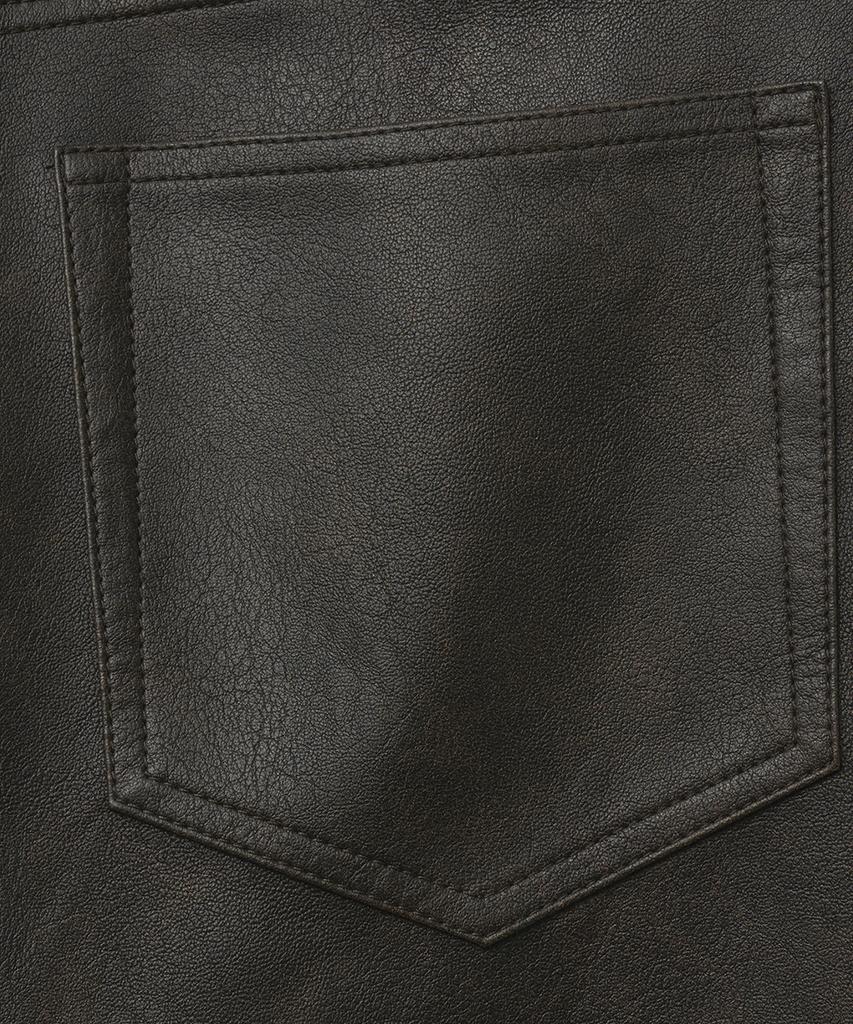 NOIRER Vintage Leather Straight Pants (Brown)