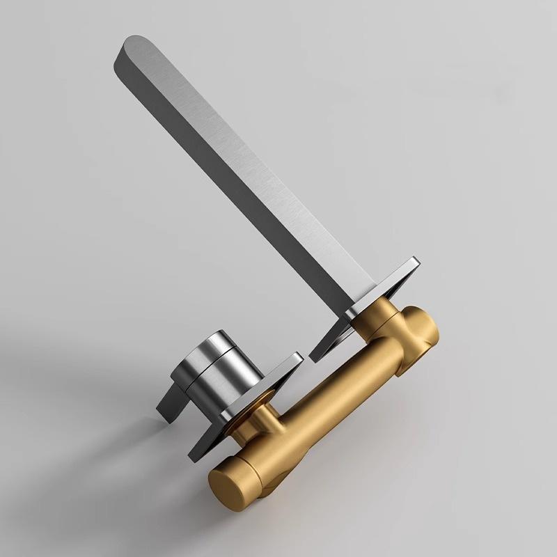 Wall Mounted Bathroom Basin Faucet Grey Single Lever Hot and Cold Solid Brass Crane Brass Sink Mixer Gray Tap