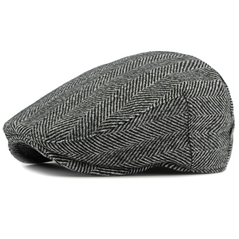 

HT4407 Berets for Men Women Autumn Winter Hat Vintage Artist Painter Wool Beret Hat Striped Ivy Flat Cap Male Female Beret Caps 59cm чёрный