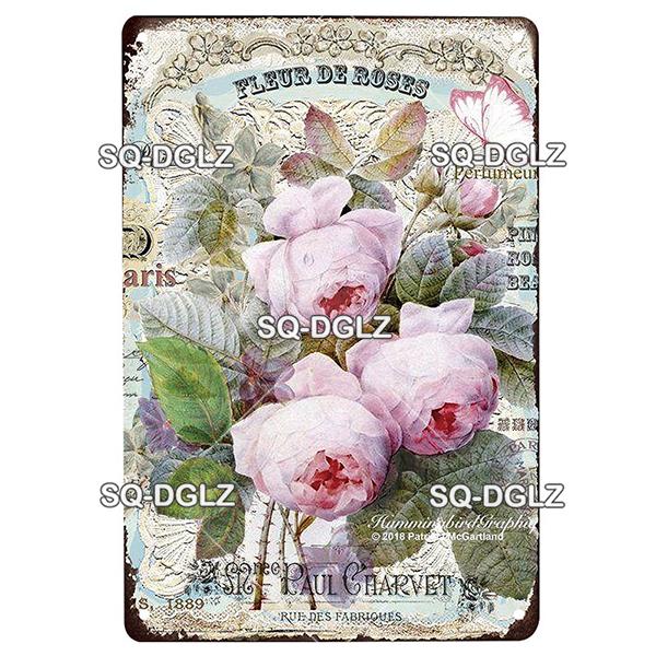 Blume Vintage Zinn Zeichen Wohnkultur Retro Metall Zeichen Shabby Chic Wand Dekor Für Küche Wohnzimmer Esszimmer Metall Platte