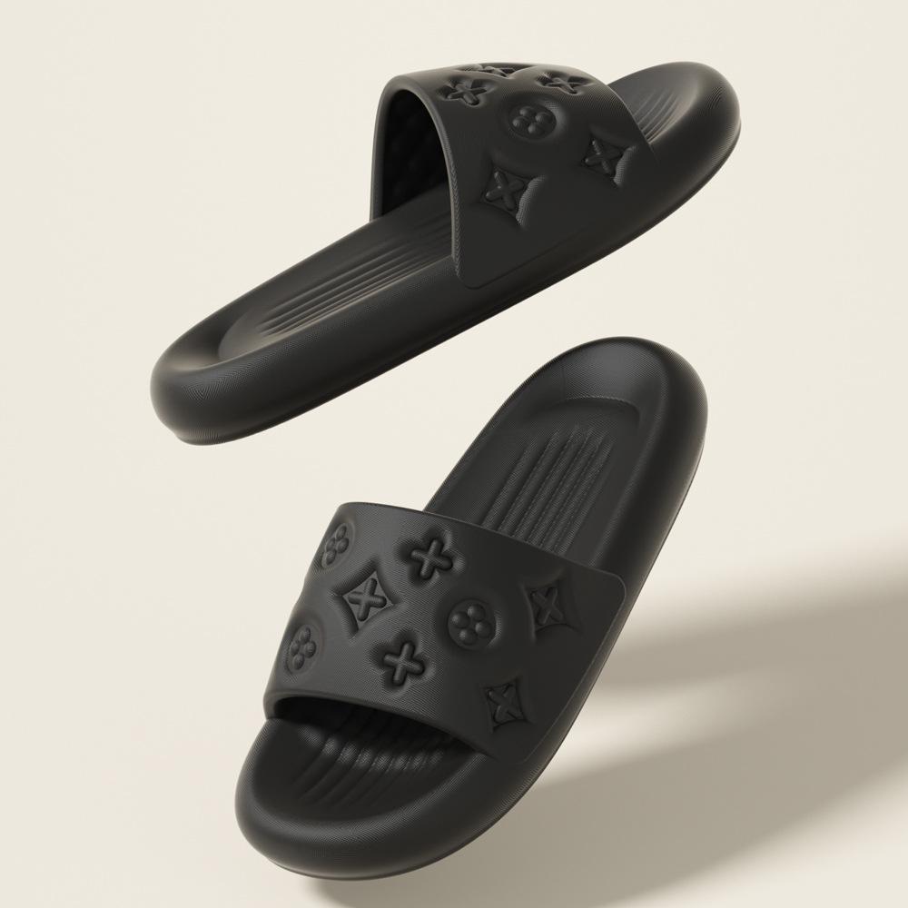 High sense fashion cool slippers women's summer slippers step on shit feeling thick bottom bathroom non-slip deodorant small flower eva slippers