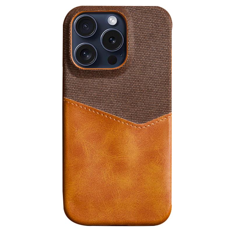 For iPhone 16 Pro Case PU Leather Card Slot Cloth Texture Hard PC Phone Cover