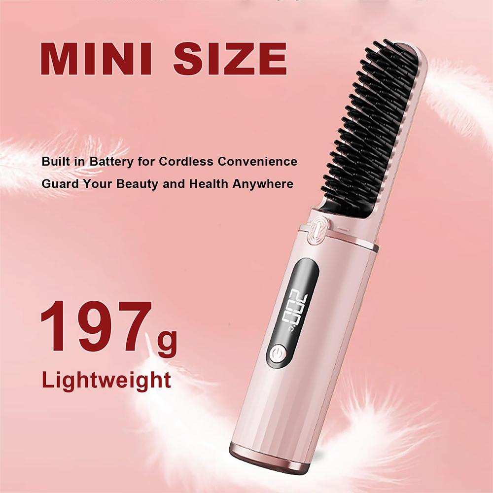 Wireless Hair Straightener Brush for Women Electric Hair Brushes 30s Fast Heating Comb Iron Portable Hair Straightening Brush