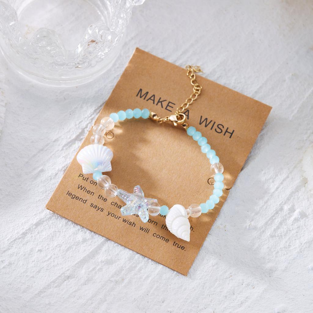 Bohemian Starfish Shell Bracelet for Women Girls Summer Beach Conch Colorful Rice Beads Beaded Bracelet Friendship Jewelry Gifts