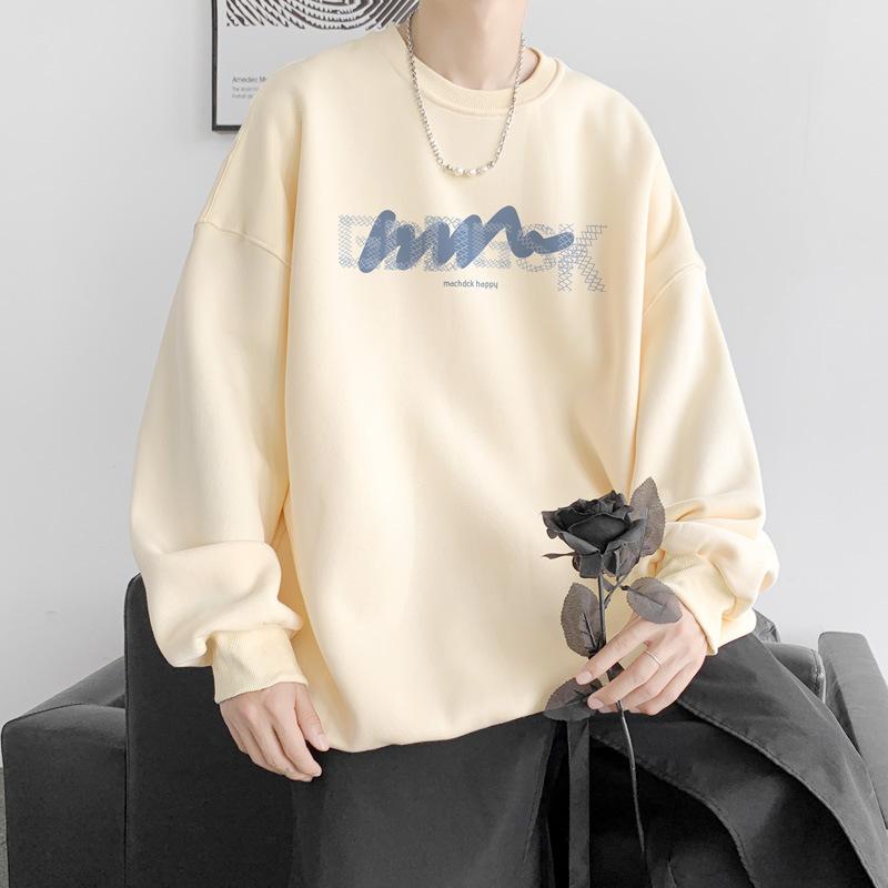 Round Neck Sweatshirt Men's Spring and Autumn New Heavyweight Hooded Top Men's American Trendy Brand Casual Large Size Jacket for Men