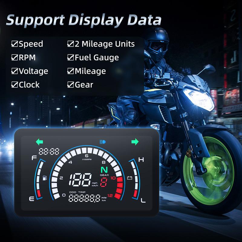 New Motorcycle Speedometer LCD Odometer Digital Gauge with Voltage fuel gauge Dashboard For Honda EX5 Dream/EX5 Ipowed