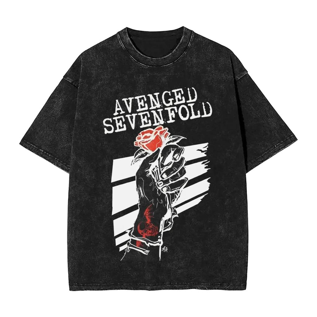 Avengeds Metal Band Graphic TShirts Cotton Unique TShirt Crew Neck Sevenfolds Graphic Printed Tee Shirt Short Sleeve Clothing