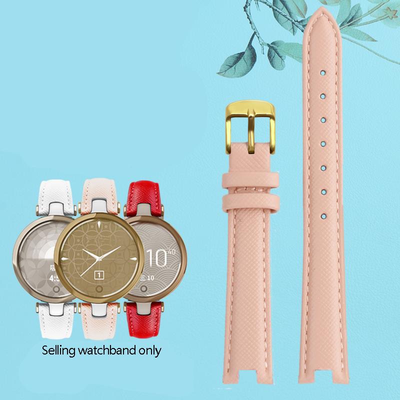 New Genuine Leather Watch Band For Garmin Lily Smart Sports Watchband Women Fashion Soft Breathable Strap Bracelet White 14*6mm