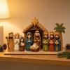 Cartello in Legno Natività di Natale Cristiana Placca in Legno Famiglia Natività Rustica Vintage Esposizione per Finestra