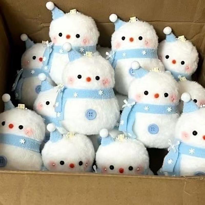 Snowman Plush Toy Keychain Cartoon Cute Soft Stuffed Doll Pendant Car Key Ring Backpack Bag Decor Kid Gift