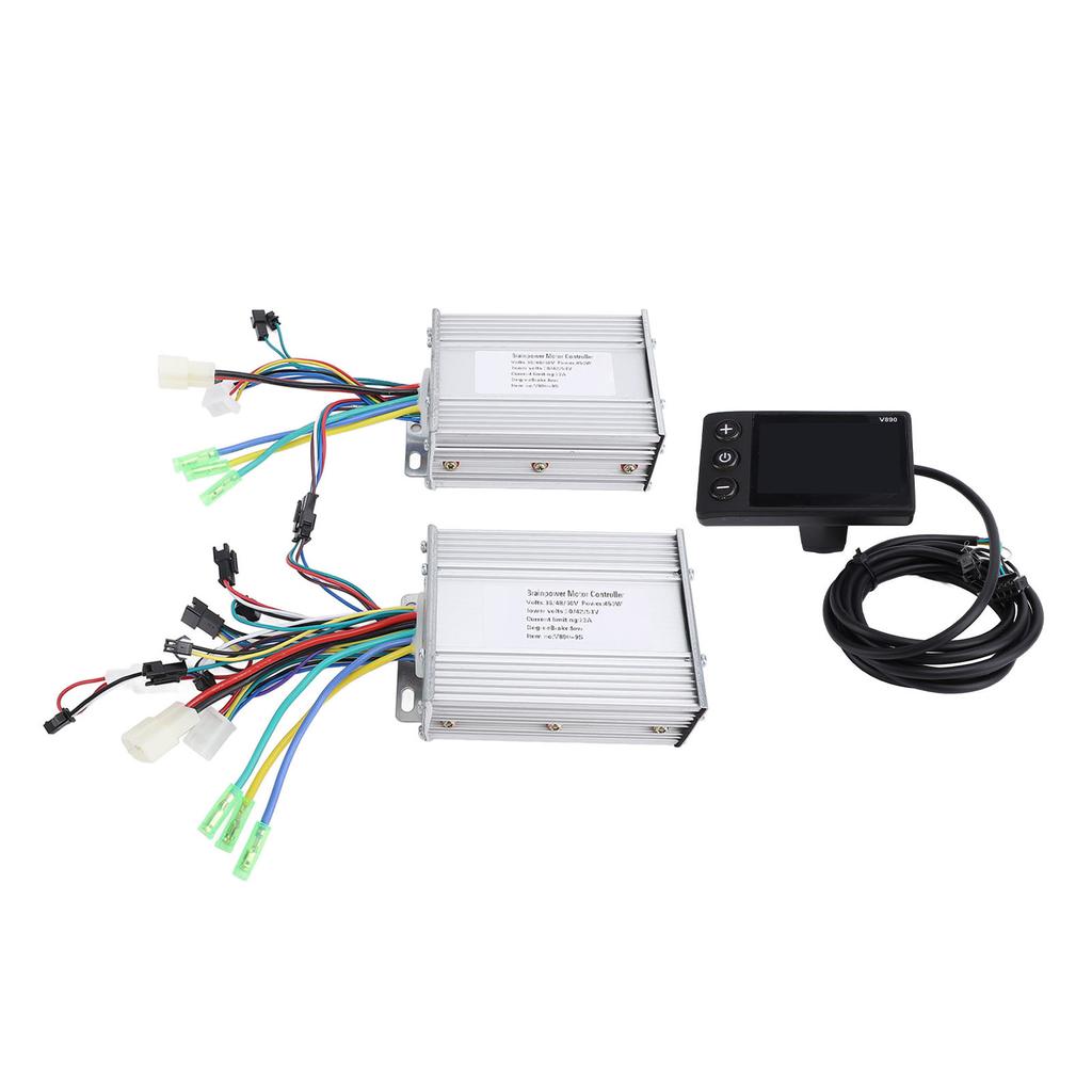 2PCS 36V 48V 60V 450W 23A Electric Bike Controllers Aluminum Alloy Dual Drive Brushless Motor Controller with V890 LCD