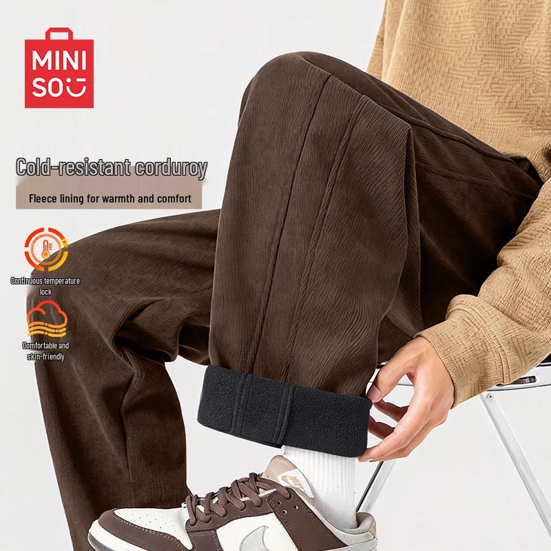 MINISO Men's Winter Fleece-Lined Loose Casual Pants