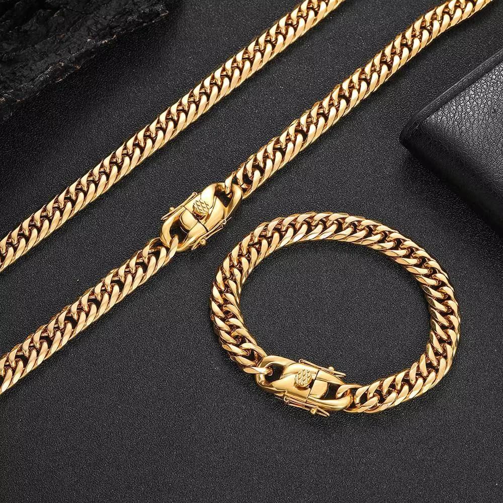 Hip Hop Jewelry Personalized 316L Stainless Steel for Men Miami Cuban Bracelet 18k Gold Plated Waterproof Fine Fashion Jewelry