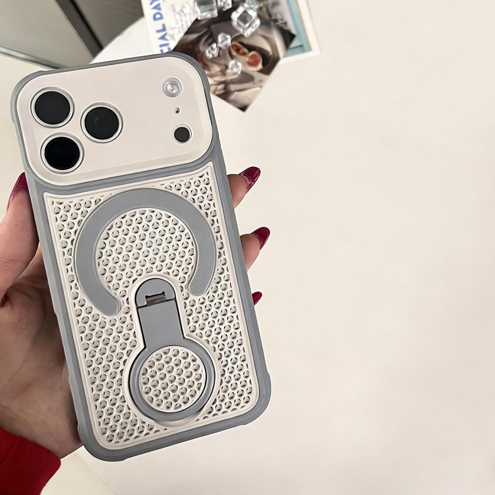 

Heat Dissipation Magnetic Metal Grip Bracket Case For iPhone Air 17 16 15 14 13 12 11 Pro Max Plus For Magsafe Stand Phone Cover iPhone Air