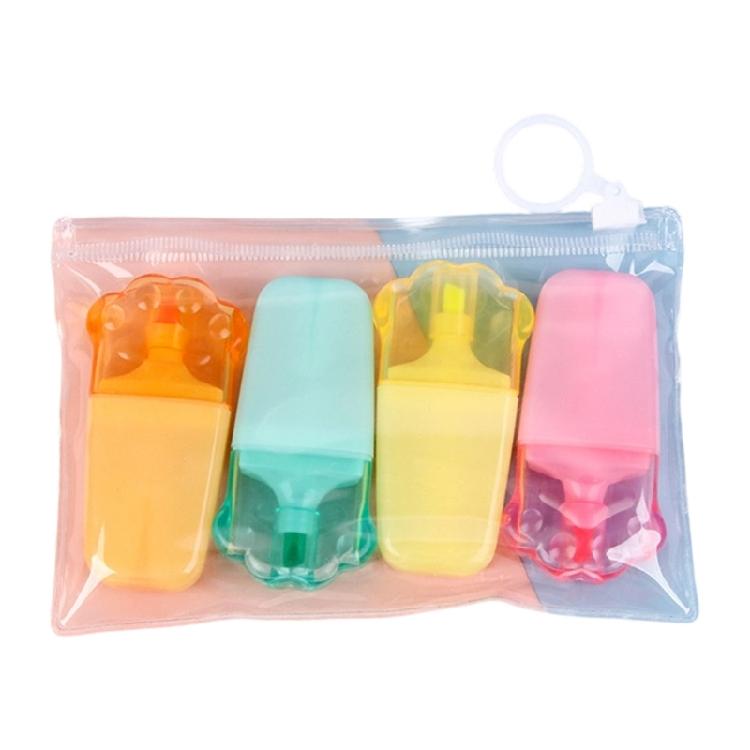 

4Pcs Small Fluorescent Marker Pen 4 Color Highlighter Pen for Student Children Coloring Doodling Note Taking Drawing