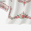 ZANZEA Women Casual Round Neck Ethnic Print Loose Half Sleeve Blouse